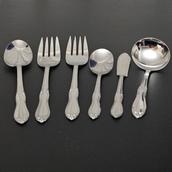 ONEIDA LTD S.L. & G.H. ROGERS STAINLESS 6 PC SERVING SET - Picture 1 of 13